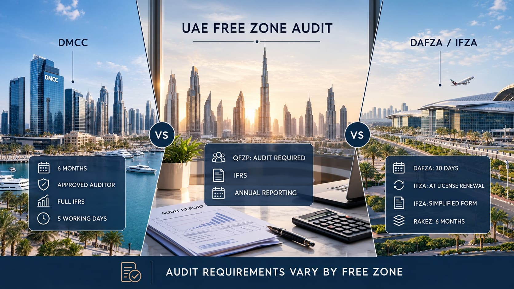 Аудит для компаний во фризонах ОАЭ: DMCC, DAFZA, IFZA и другие