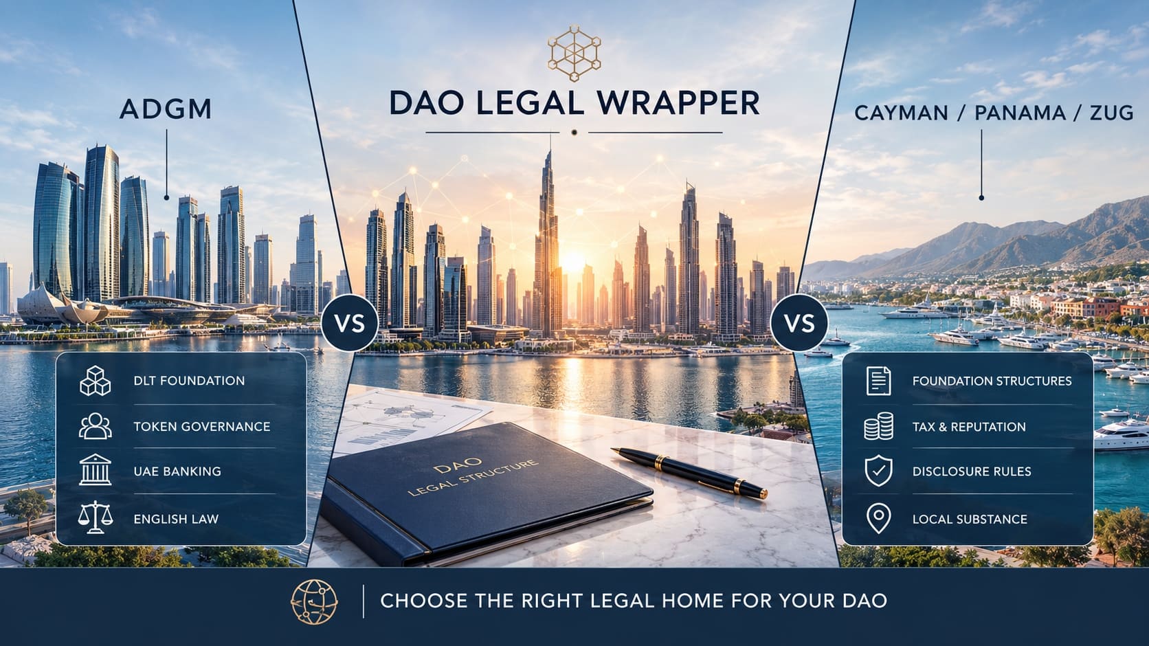 Где регистрировать DAO: ADGM, Кайманы, Панама или Цуг